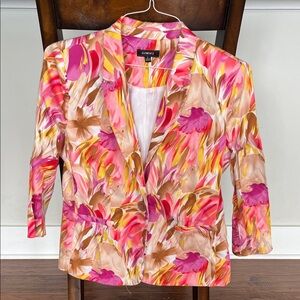 Ellen Tracy Women's Pink and Tan Patterned Blazer